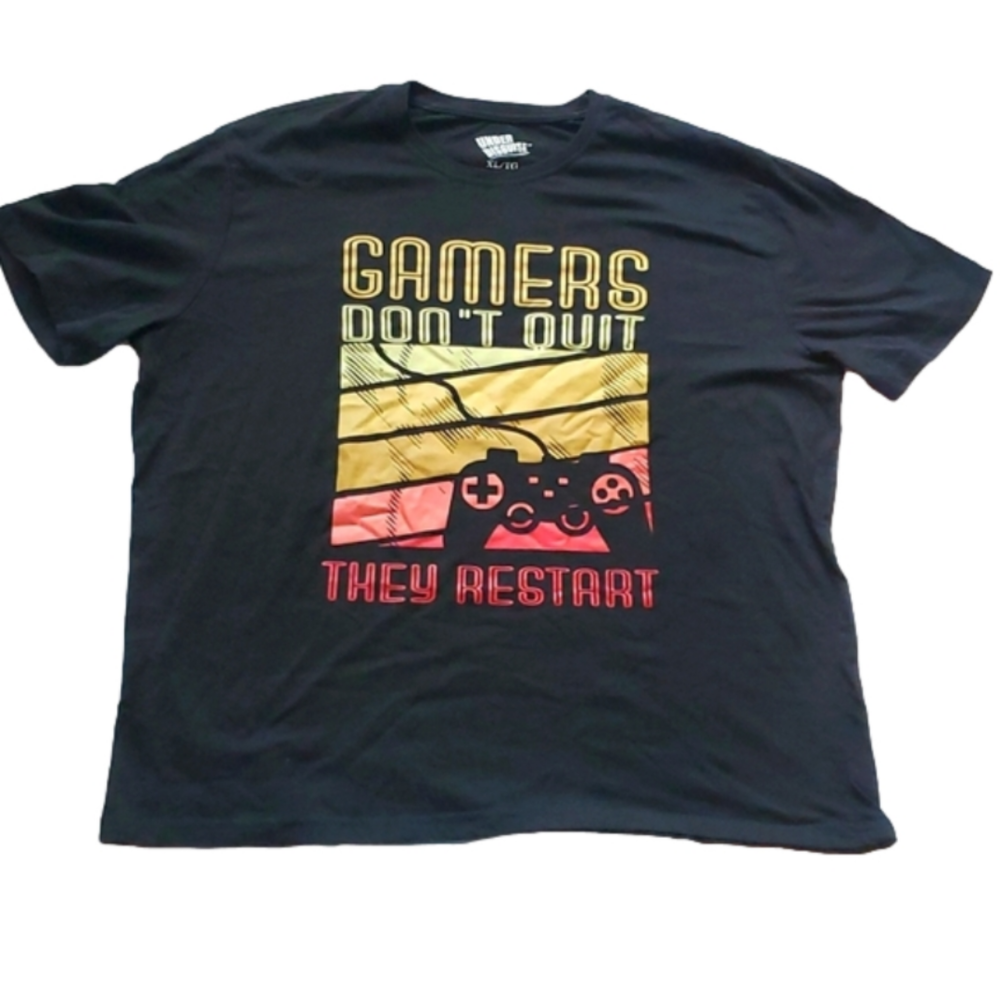 Under Disguise "Gamers Don't Quit They Restart" Funny Graphic T-Shirt